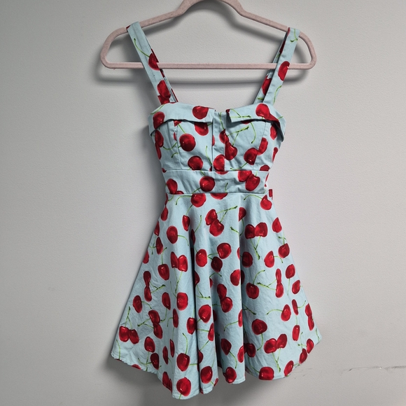 Modcloth Dresses & Skirts - Lost And Found Blue Cherry Print A Line Dress